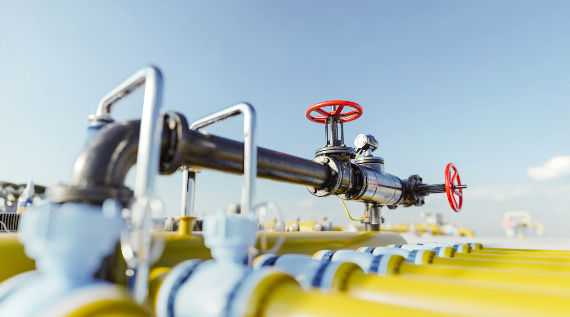 Gas tap and pipeline system at a natural gas station